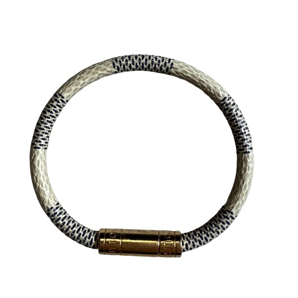 LOUIS VUITTON WHITE AND BLUE DISCONTINUED “KEEP IT” BRACELET IN DAMIER AZUR - Picture 1 of 4